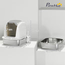 Lettiera per Gatto Chiusa XL con Coperchio Sollevabile Paletta Pacchetto Deodorante in Acciaio Inox Bianco      