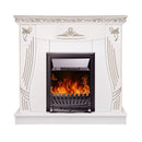 Camino Elettrico da Pavimento 103,5x110x30 cm Effetto Fiamma 2000W Napoli & Pluton Bianco