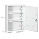 Armadietto Medicinali a 3 Ripiani con Serratura e 2 Chiavi 40x15x53,5 cm in Acciaio Bianco