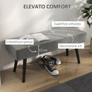 Panca Imbottita Fondoletto 100x36x45 cm in Tessuto Effetto Velluto e Acciaio Grigio