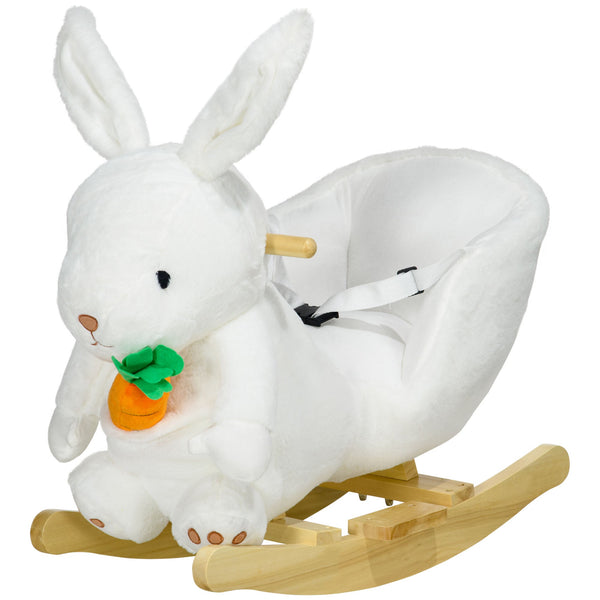 Cavallo a Dondolo per Bambini in Legno e Peluche Coniglio Bianco prezzo