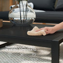 Set  4 Pezzi da Esterno Divano 2 Poltrone e Tavolino Top in Vetro in Rattan PE Nero  