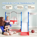 Scivolo per Bambini 4 in 1 con Altalena Scaletta da Arrampicata e Canestro 147,5x160x107 cm in PP e PE Blu scuro      