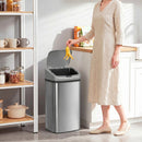 Pattumiera con Sensore 48 L 33x25x69 cm a Chiusura Morbida con Superficie Anti-impronte in Acciaio Inox e ABS Argento      