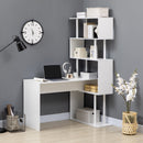 Scrivania Angolare da Ufficio 120x80x176 cm con Libreria in Truciolato Bianco