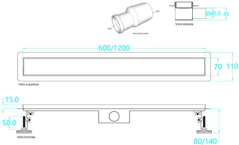 Canalina di Scarico in Acciaio Inox a Pavimento Spirale Varie Misure