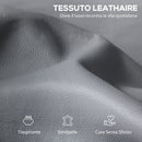 Poltrona Relax Reclinabile Manualmente con Poggiapiedi in Tessuto Effetto Pelle e Base Girevole Grigio      