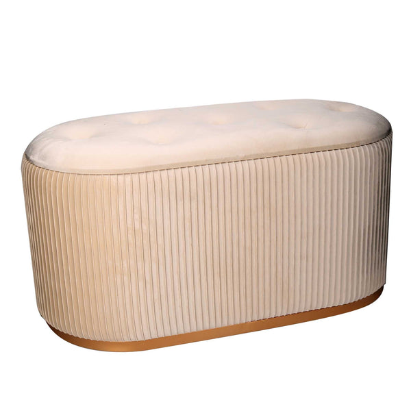 Pouf Contenitore 82x42xh41 cm in Tessuto Velluto Crema sconto