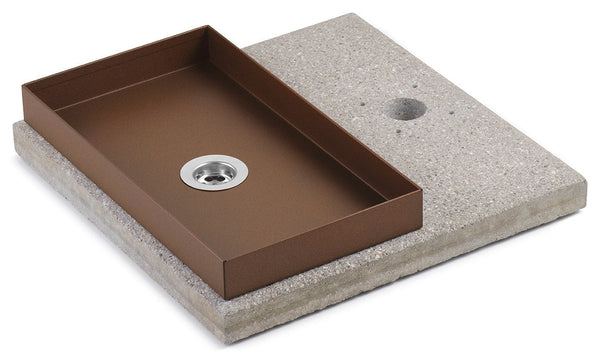 prezzo Base con Vaschetta per Fontane con Ghiera Piccola 40x40x5 cm in Cemento Belfer 42/BSE/6 Ruggine