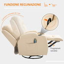 Poltrona Relax Massaggiante e Reclinabile 85x94x104 cm in Similpelle Crema