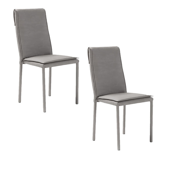Set 2 sedie Imbottite 45x59x95 cm In Tessuto Effetto Pelle Vincent Grigio Perla online