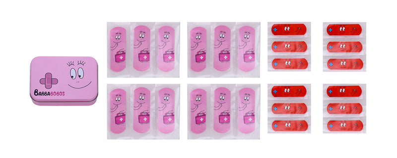 Set 12 Box Barbapapà per Bambini con 24 Cerotti Ciascuno 2 Misure in Metallo