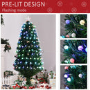 Albero di Natale Artificiale 150 cm 170 Rami con Luci LED e Fibre Ottiche Colorate Verde