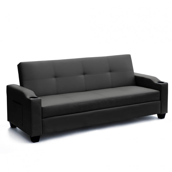 Schlafsofa 205 x 84 x 89 cm in schwarzem Kunstleder acquista