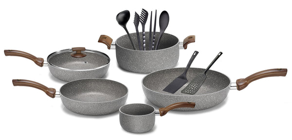 prezzo Olympia Woody 12-teiliges Kochgeschirr-Set aus Antihaft-Aluminium