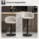 Set 2 Sgabelli da Bar 53,5x46x103 cm con Altezza Regolabile e Seduta Girevole in Tessuto Beige      