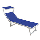 Lettino Prendisole da Giardino in Alluminio con Tettuccio Vorghini Mare Blu