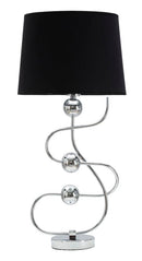 Lampada da Tavolo Argento Ball Ø33x67 cm in Ferro PVC e Tessuto Argento e Nero