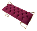 Panca Glam Luxy Bordeaux 103x43x47 cm in Ferro e MDF e Spugna e Poliestere Bordeaux e Oro