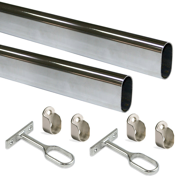 prezzo Set mit 2 Emuca Kleiderstangen aus verchromtem Stahl für ovale Kleiderschränke 140 cm