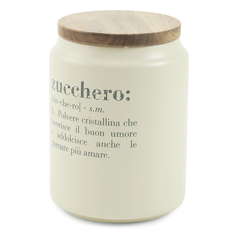 Barattolo Zucchero con coperchio bamboo 800 ml in Gres VdE Tivoli 1996 Crema