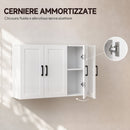 Mobile Bagno da Parete 90x30x60 cm con 3 Ante e Ripiano Regolabile Salvaspazio in MDF Bianco      