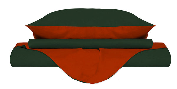 Copripiumino Matrimoniale con Sacco e Federe Double Face Verde Oliva/Terra sconto