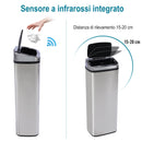 Pattumiera ad Apertura Automatica in Acciaio Inox con Sensore 50L 