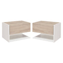 Set 2 Comodini Sospesi 46x30x30 cm in Truciolato Rovere e Bianco