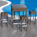 Set da Giardino Completo con 4 Sgabelli e Tavolino in Vetro per Arredo Esterno