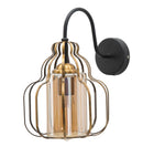 Lampada da Muro Iron Class 21x30x32 cm in Ferro e Vetro Oro e Nero