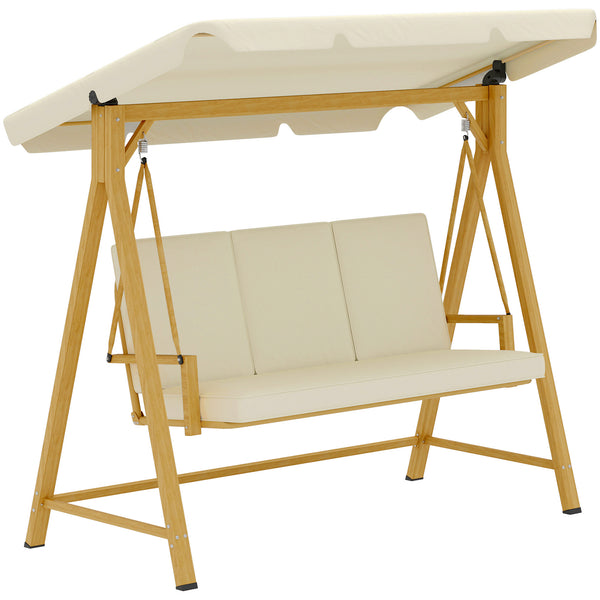 Dondolo da Giardino 3 Posti 195x120x170 cm con Tettuccio Regolabile Beige online
