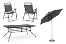 Set  da Giardino con Tavolo Ombrellone e 6 Sedie in Acciaio Pompei Antracite