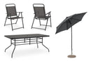 Set  da Giardino con Tavolo Ombrellone e 6 Sedie in Acciaio Pompei Antracite