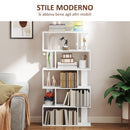 Libreria Asimmetrica a S a 5 Livelli 80x24x159 cm in Legno Bianco   