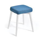 Sgabello in Tessuto e Legno 33x33x46 cm Alison Bianco e Blu