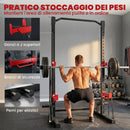 Rack Squat 500 kg 105x157x205 cm con Barra Trazioni e Supporto Bilanciere Regolabile in Acciaio      
