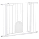Cancelletto di Sicurezza per Cani con Porta Piccola Regolabile e Chiusura Automatica 75-103x76 cm Bianco