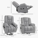 Poltrona Alzapersona Elettrica Massaggiante a 8 Punti 1 Motore 94x96x106 cm in Microfibra Grigio