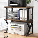 Scaffale da Scrivania Multiuso 3 Ripiani 54x37x69 cm per Stampante Ufficio in MDF Noce e Nero