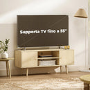 Mobile TV da 55" con 2 Armadietti e 2 Ripiani Aperti 120x34x50 cm in Legno e Truciolato Color Legno      
