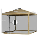 Ombrellone da Giardino a Braccio Inclinabile 295x295x260 cm Apertura a Manovella e Zanzariera Beige   
