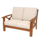 Divano 2 Posti in Legno Massello con Cuscini Oxford Ecrù