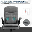 Sedia Poltrona da Ufficio Presidenziale Massaggiante in Tessuto Effetto Lino Grigia
