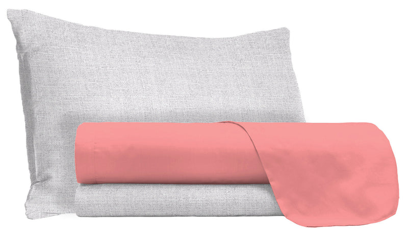 Set Lenzuola Sopra Sotto e Federe in Cotone Corallo Varie Misure