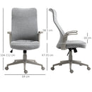 Sedia Poltrona Direzionale da Ufficio 61x64,5x104-112 cm in Tessuto Effetto Lino Grigia