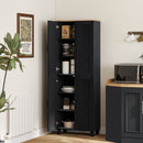 Mobile Dispensa da Cucina 60x30x170,5 cm con 5 Ripiani Regolabili e 4 Ante in Legno Nero      