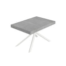 Tavolo Allungabile 140-224x80x74 cm Niket Cemento Gambe Bianche
