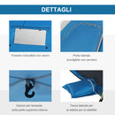 Tenda da Spiaggia Pop Up 220x173x120 cm con Porta a Cerniera in Poliestere e Fibra di Vetro Blu Cielo e Grigio  