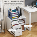 Cassettiera da Ufficio Schedario  con 3 Cassetti Serratura e Chiavi 60x40x56 cm Bianco 